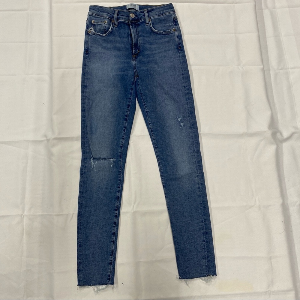 Agolde Slim High-Rise Skinny Jeans in Faded Blue